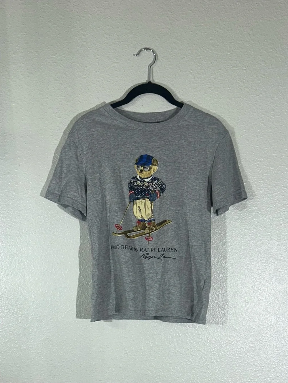 Ralph Lauren Grey Polo Bear Ski Graphic Tee